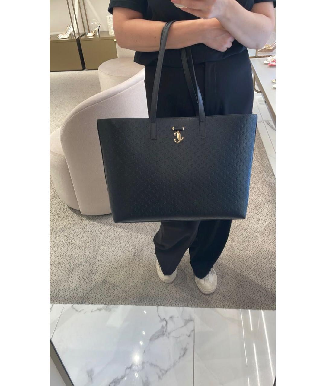 JIMMY CHOO Черная кожаная сумка тоут, фото 2