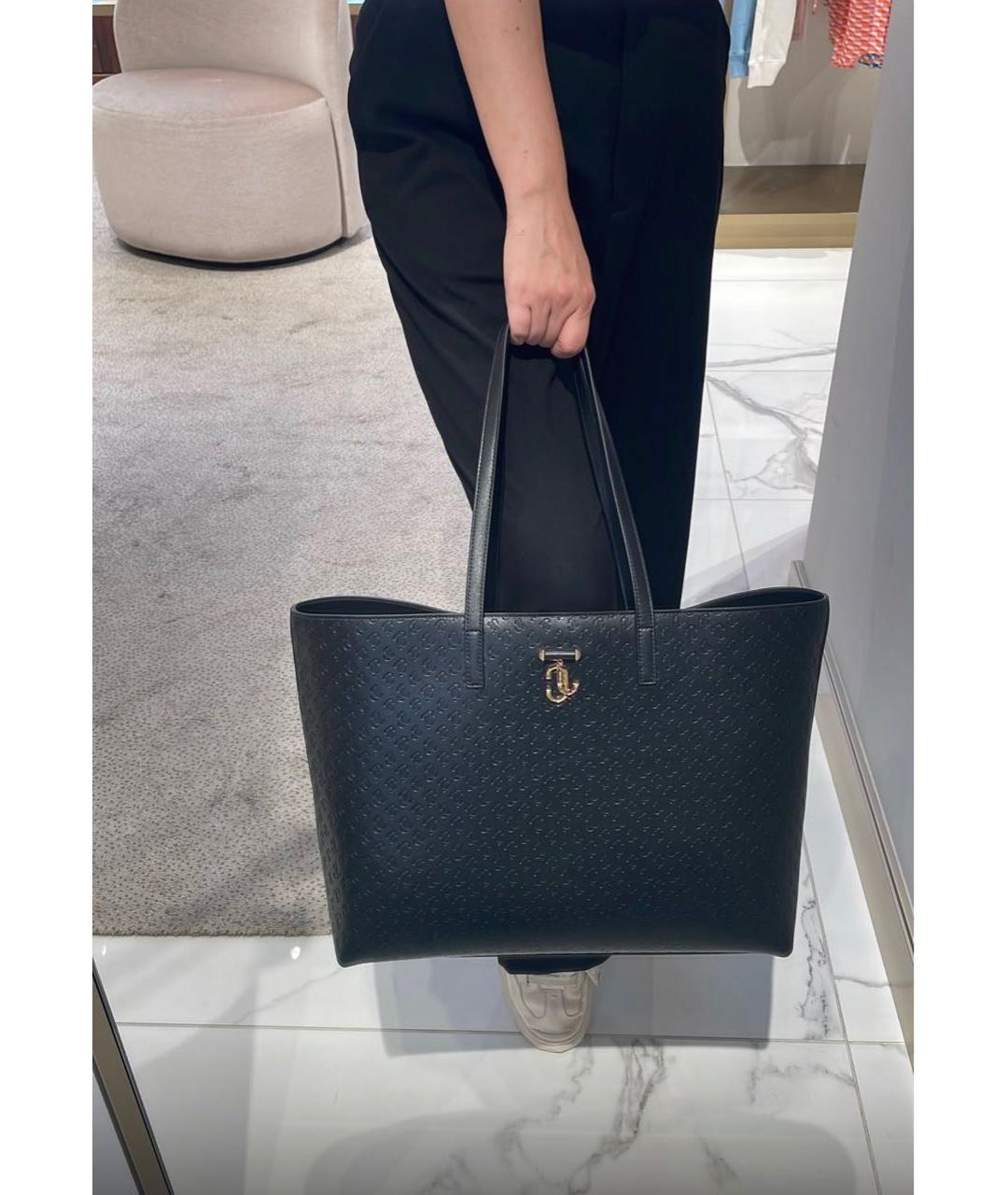 JIMMY CHOO Черная кожаная сумка тоут, фото 3