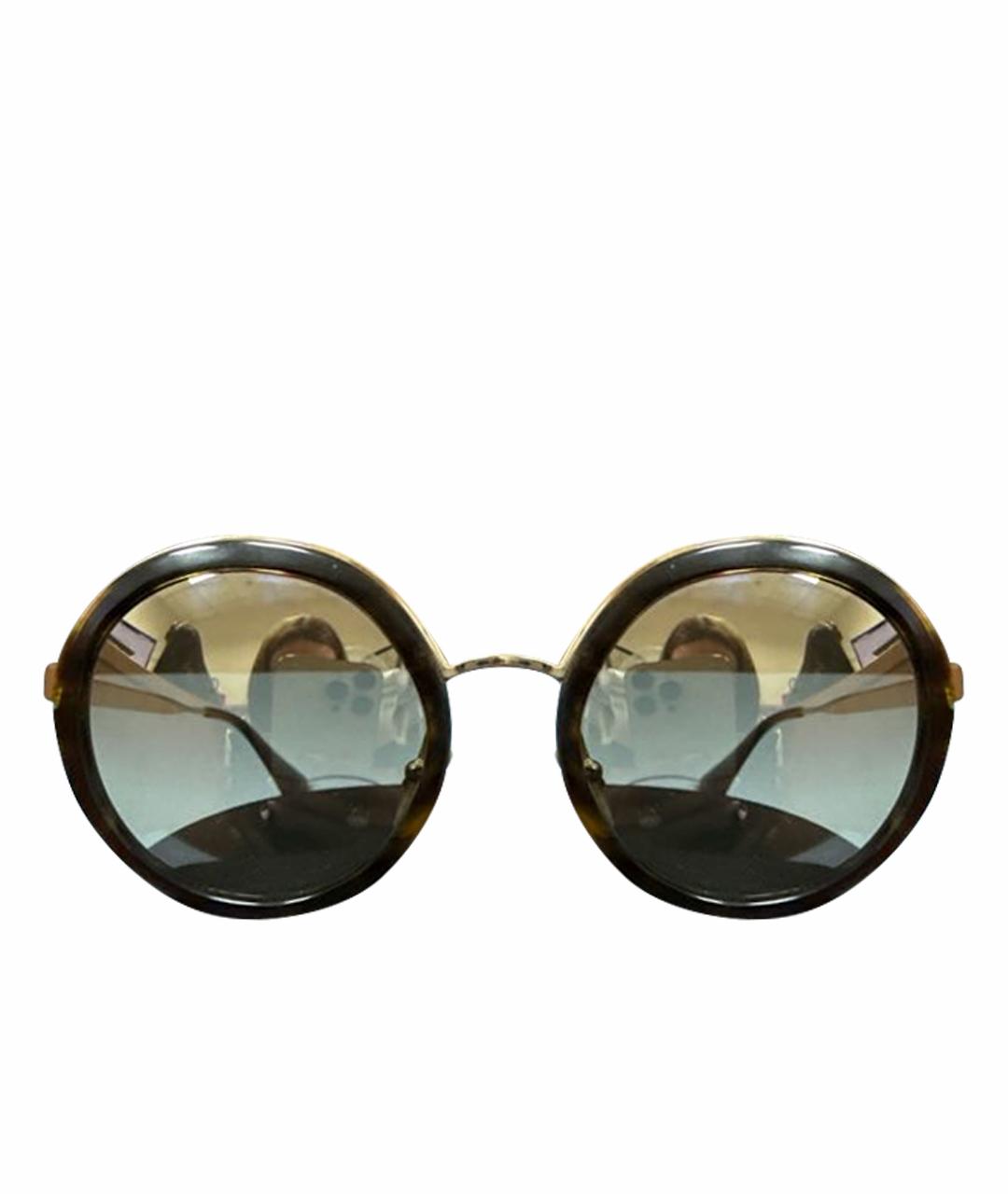 PRADA Коричневые пластиковые солнцезащитные очки, фото 1
