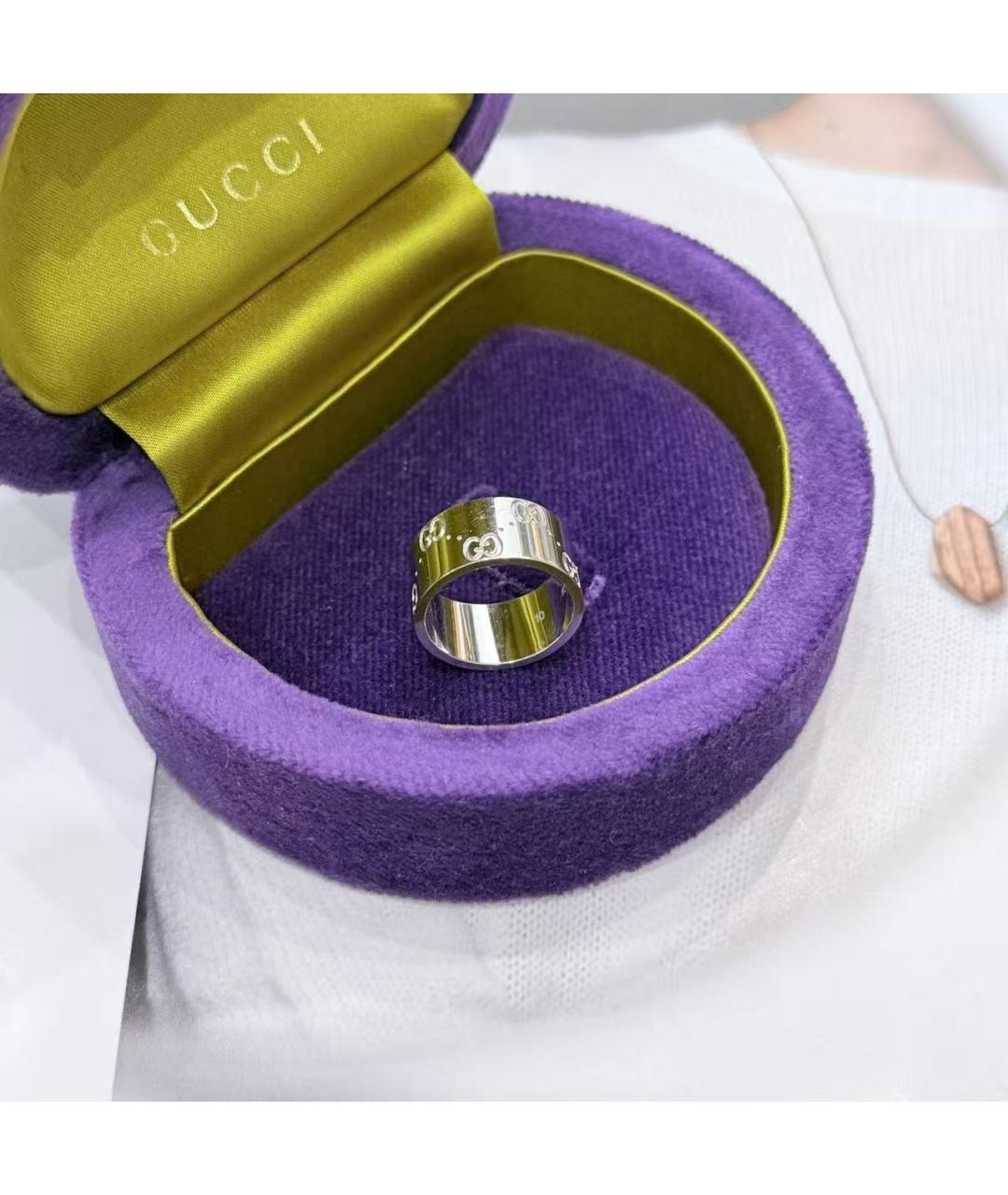 GUCCI Серебряное кольцо из белого золота, фото 4