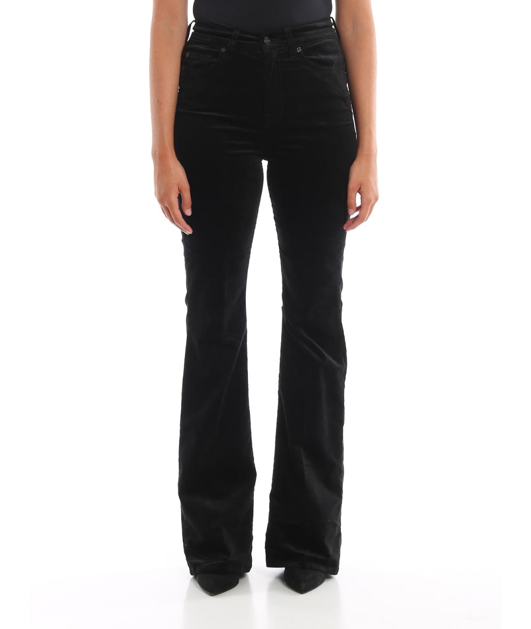 7 FOR ALL MANKIND Черные полиэстеровые брюки широкие, фото 3