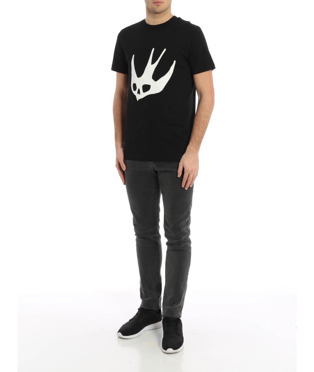 MCQ ALEXANDER MCQUEEN Черная хлопковая футболка, фото 4