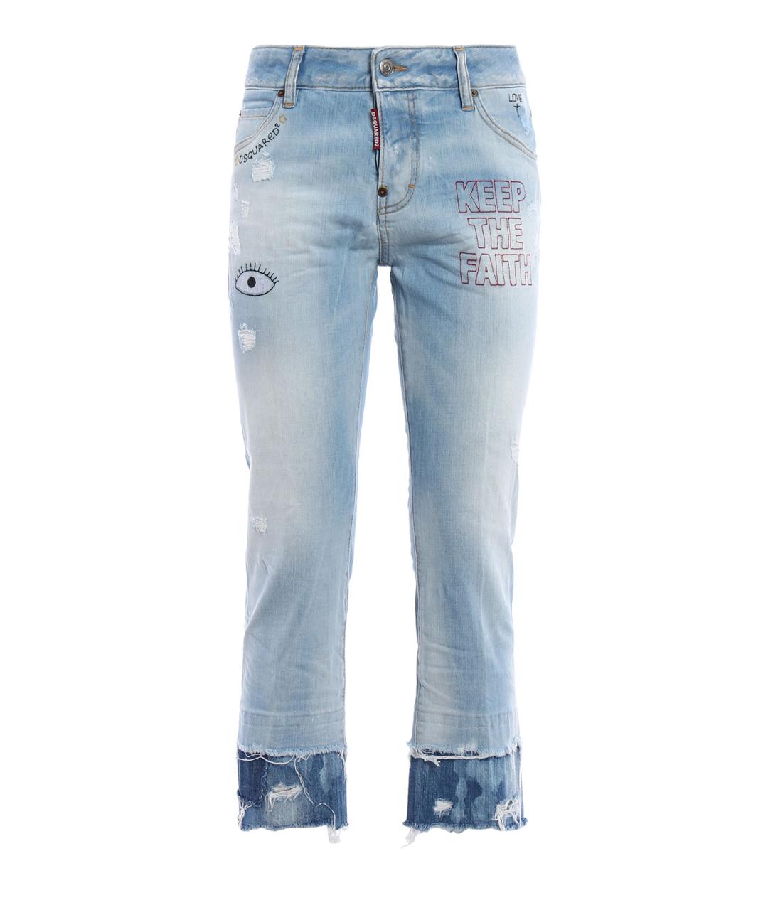 DSQUARED2 Голубые хлопковые прямые джинсы, фото 1