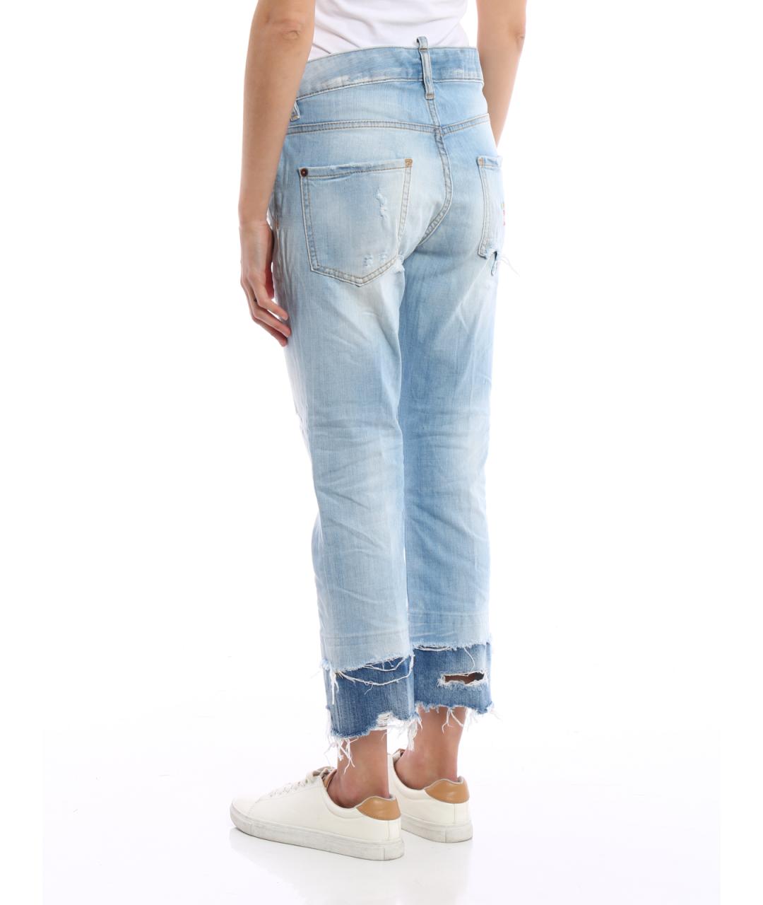 DSQUARED2 Голубые хлопковые прямые джинсы, фото 3