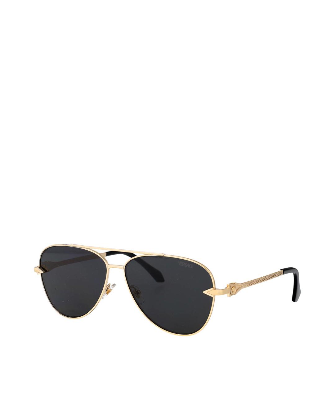 VERSACE Золотые металлические солнцезащитные очки, фото 2