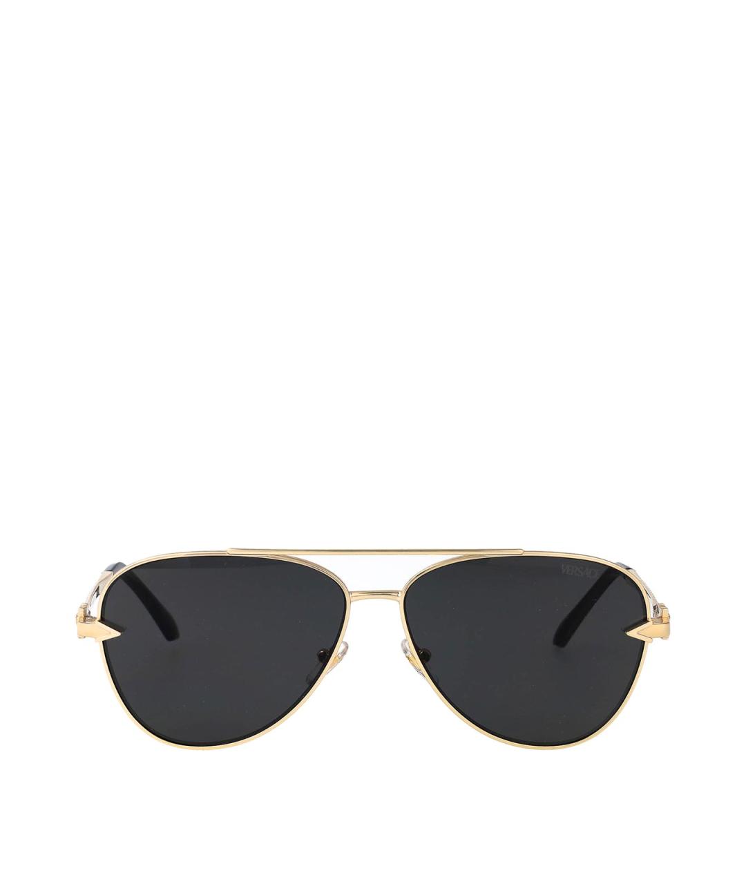 VERSACE Золотые металлические солнцезащитные очки, фото 1