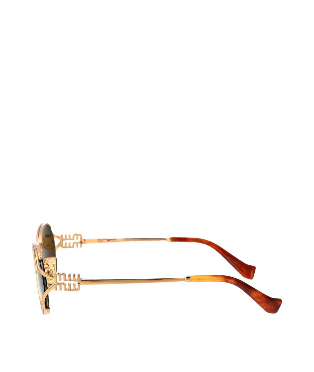 MIU MIU Золотые металлические солнцезащитные очки, фото 3