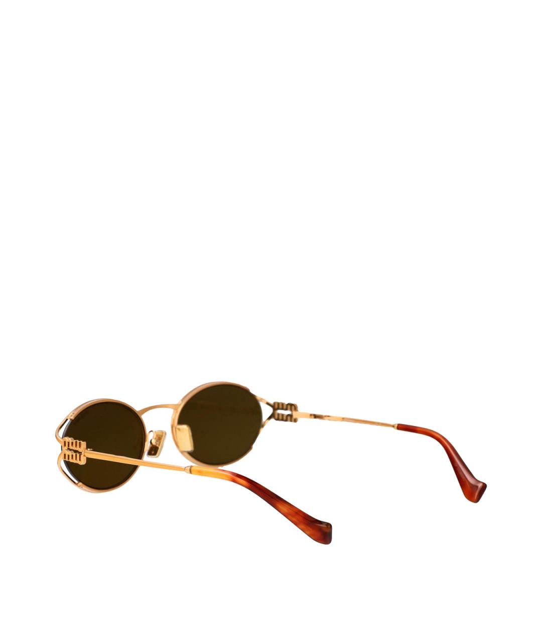 MIU MIU Золотые металлические солнцезащитные очки, фото 4