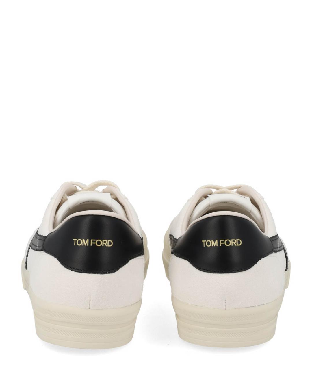 TOM FORD Белые кожаные низкие кроссовки / кеды, фото 4