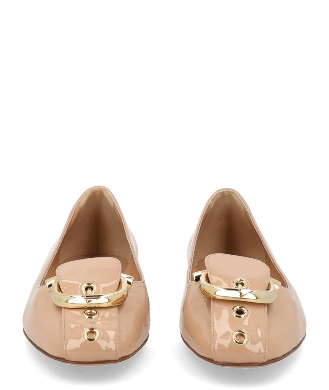 FERRAGAMO Бежевые кожаные балетки, фото 3