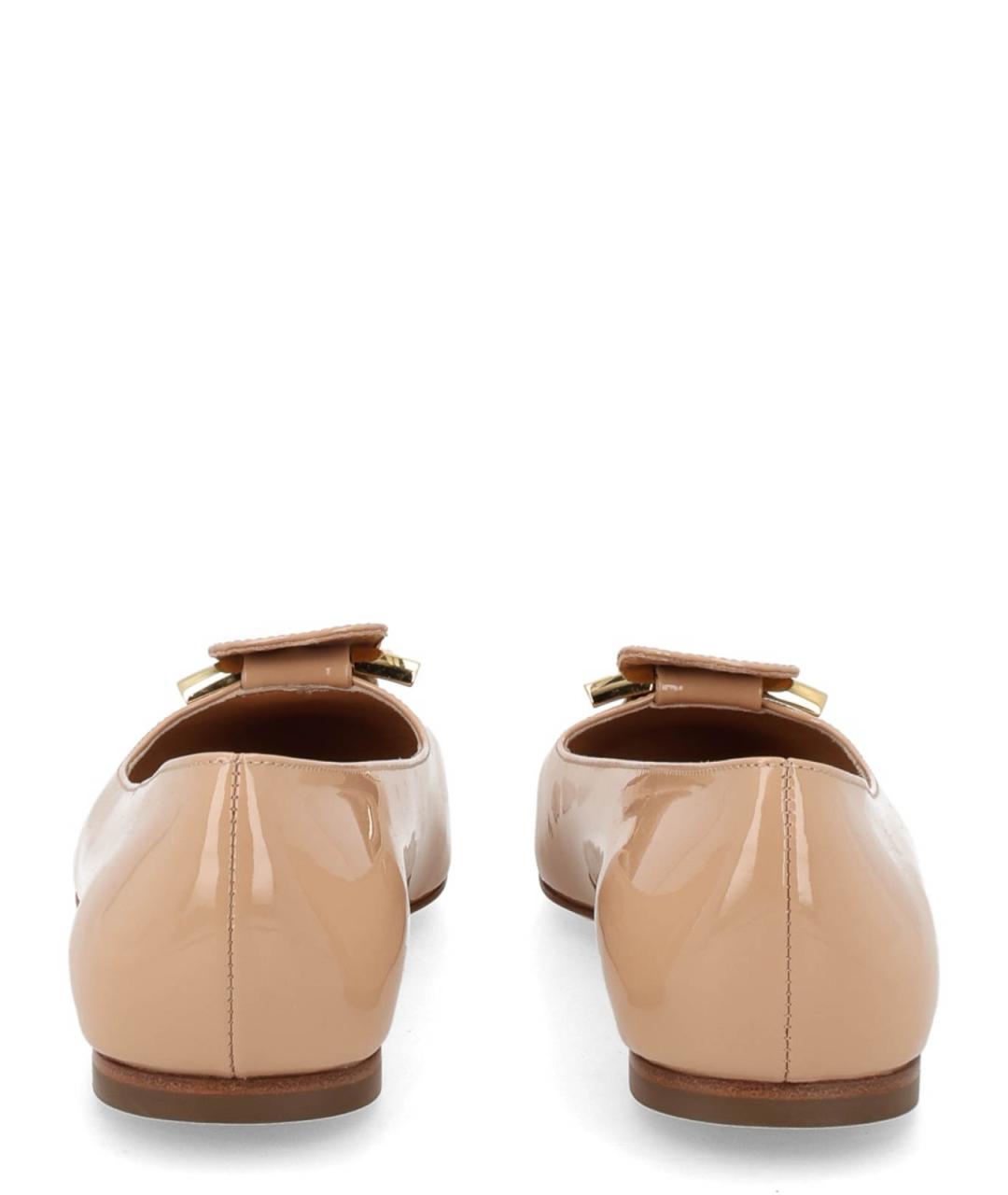 FERRAGAMO Бежевые кожаные балетки, фото 4
