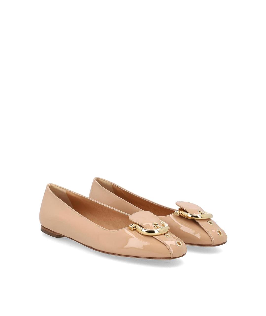 FERRAGAMO Бежевые кожаные балетки, фото 2