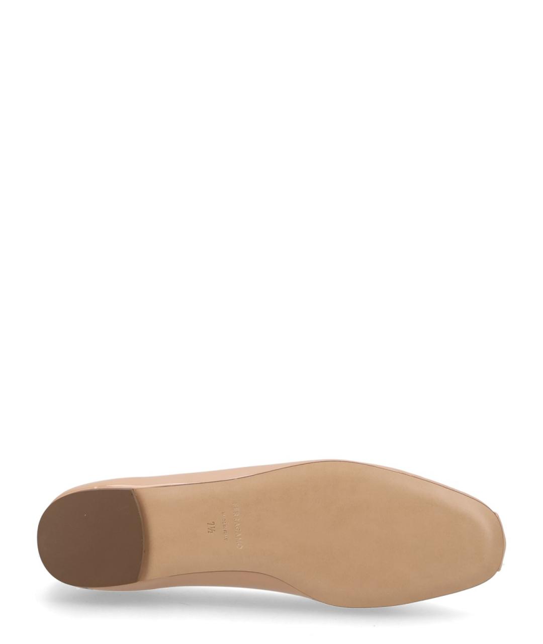 FERRAGAMO Бежевые кожаные балетки, фото 6