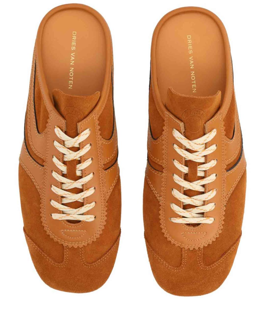 DRIES VAN NOTEN Коричневые замшевые низкие кроссовки / кеды, фото 5