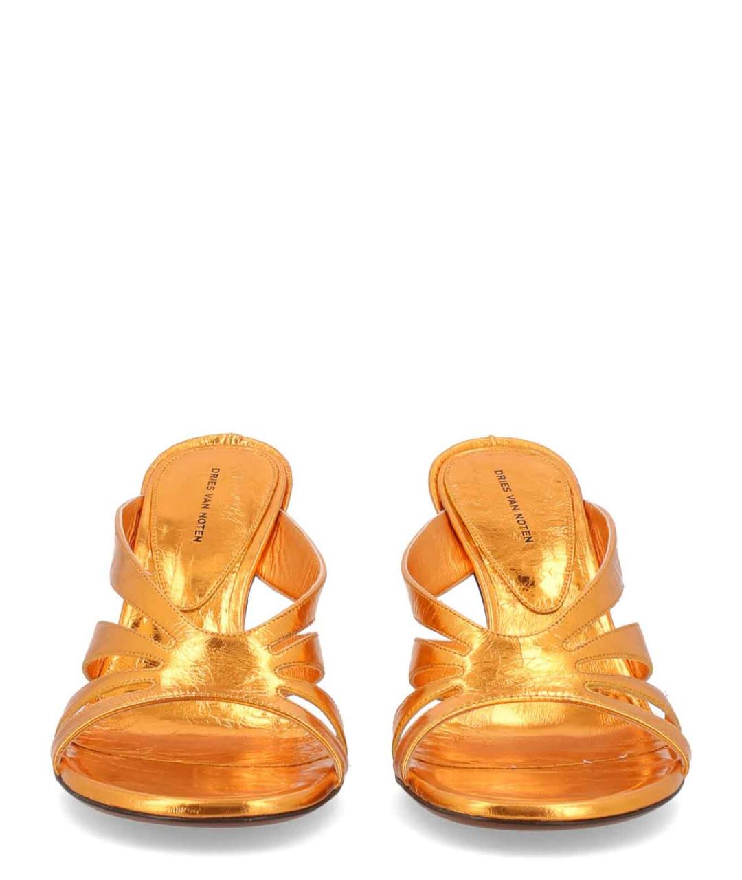 DRIES VAN NOTEN Оранжевые кожаные мюли, фото 3