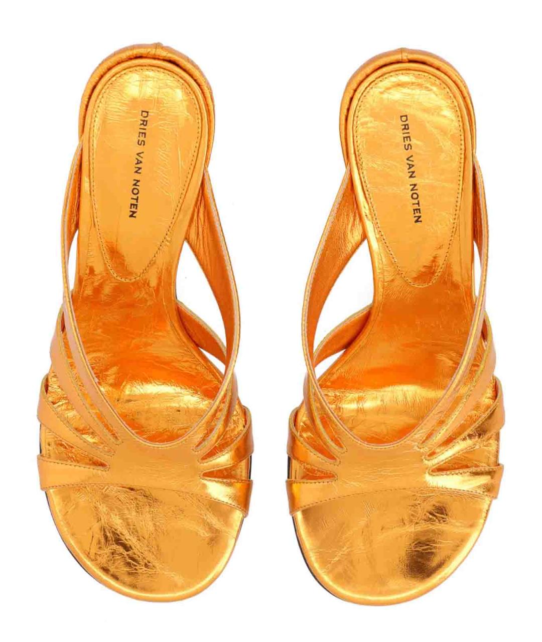 DRIES VAN NOTEN Оранжевые кожаные мюли, фото 5