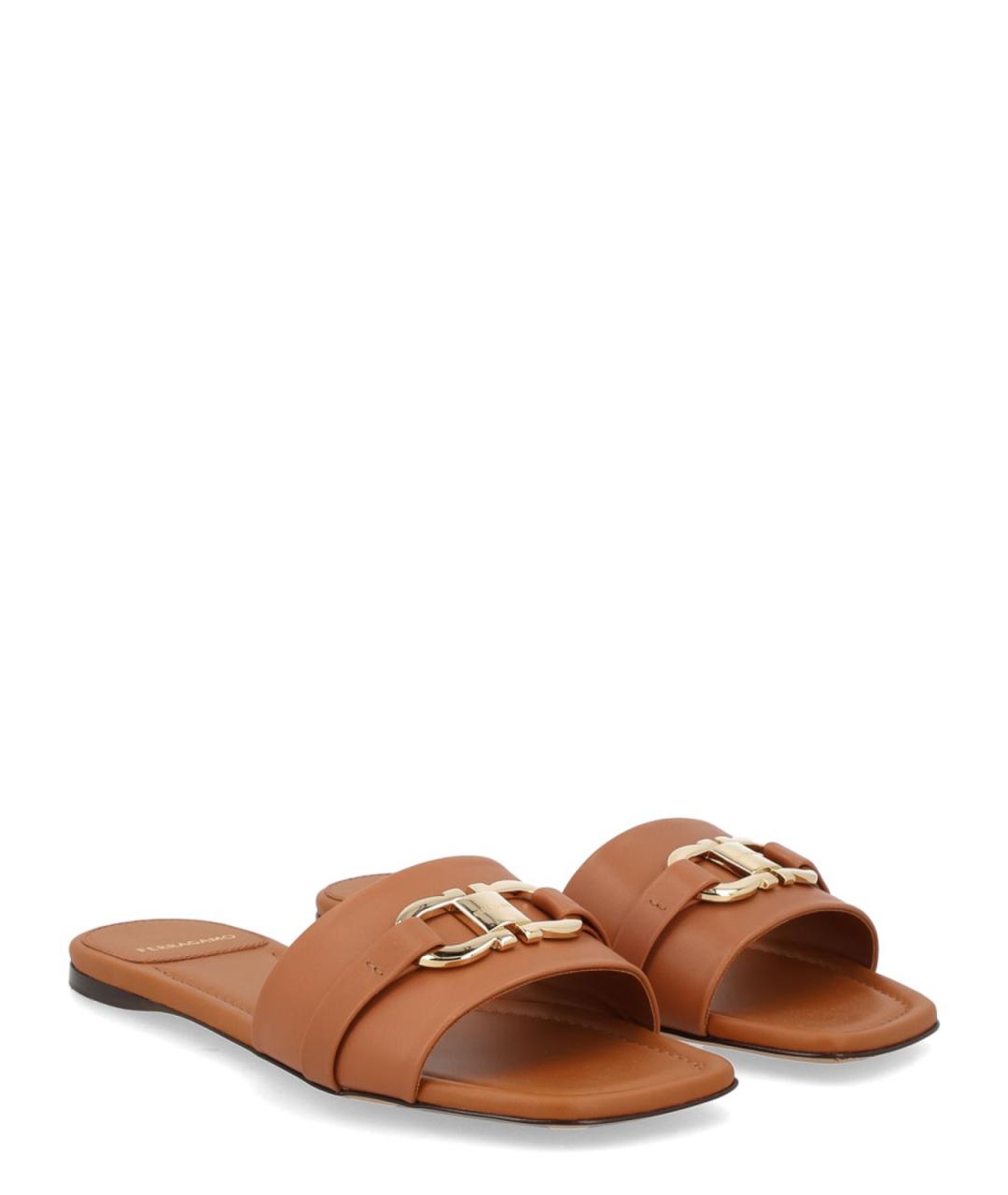 FERRAGAMO Коричневые кожаные сандалии, фото 2