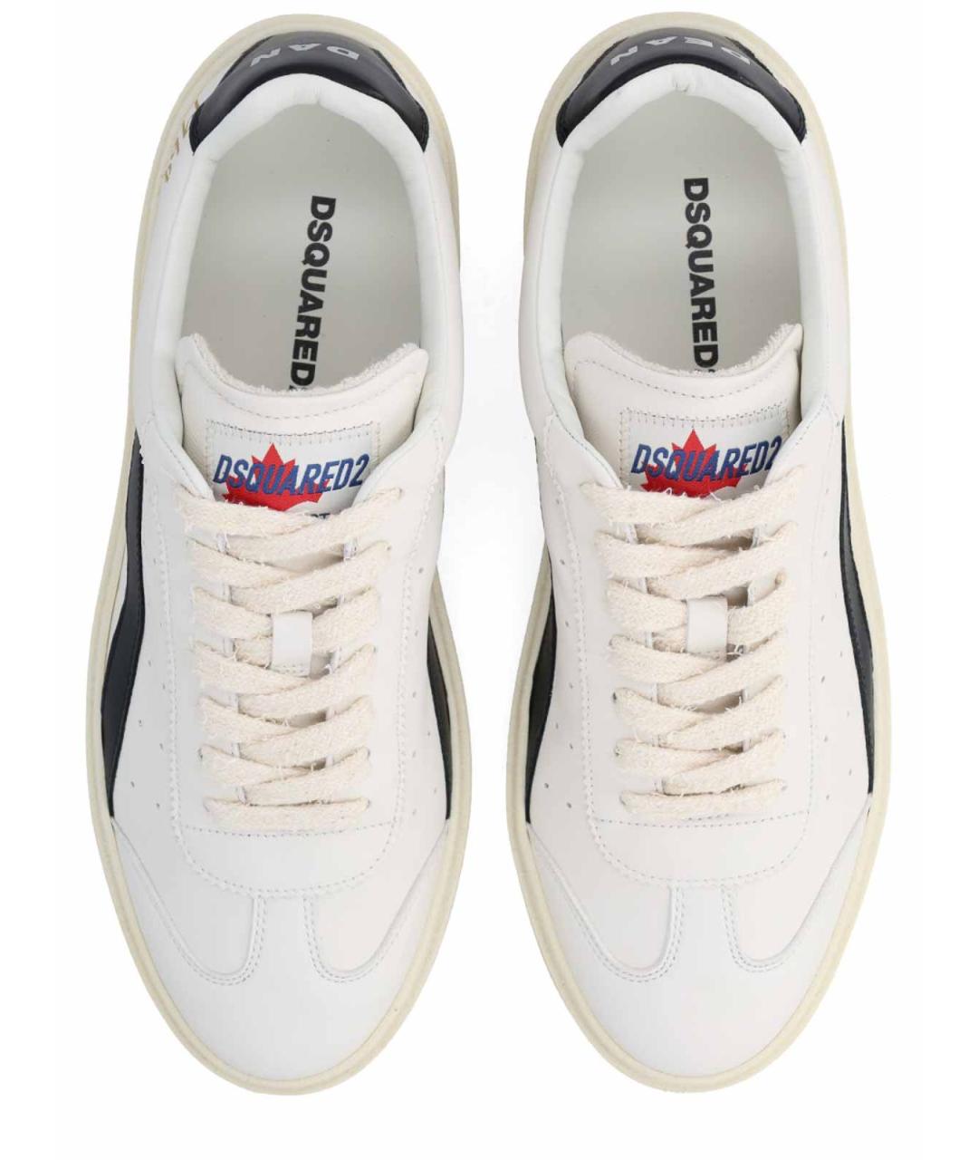 DSQUARED2 Белые кожаные низкие кроссовки / кеды, фото 4