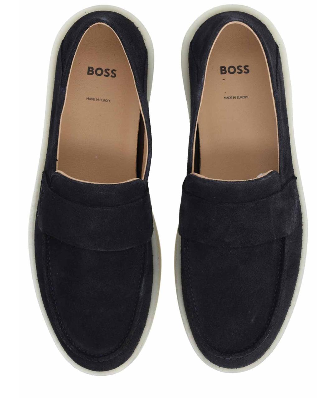 HUGO BOSS Синие кожаные лоферы, фото 5