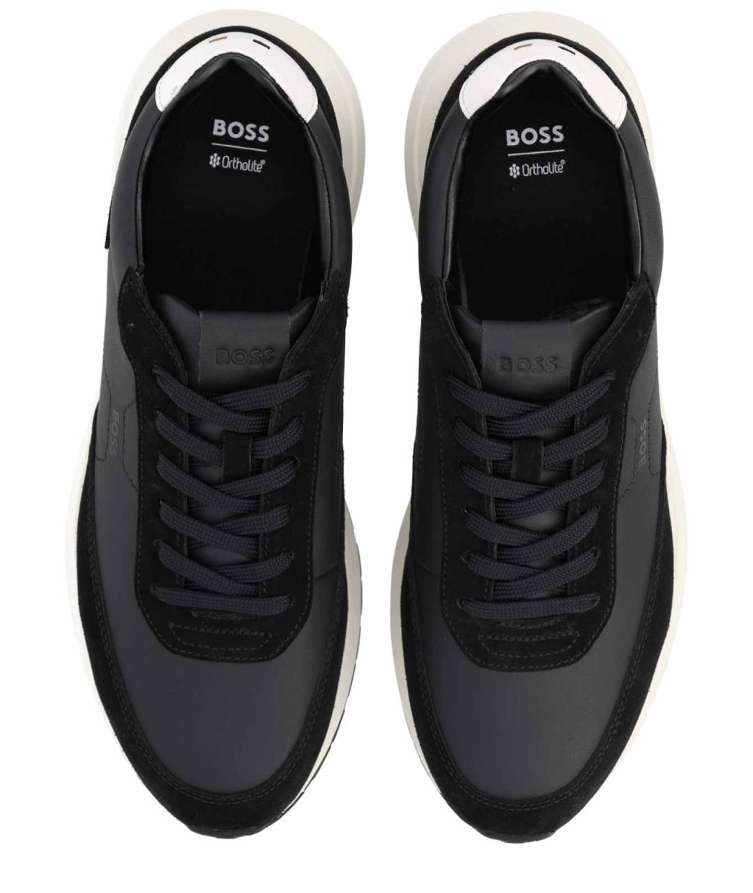 HUGO BOSS Черные кожаные низкие кроссовки / кеды, фото 5
