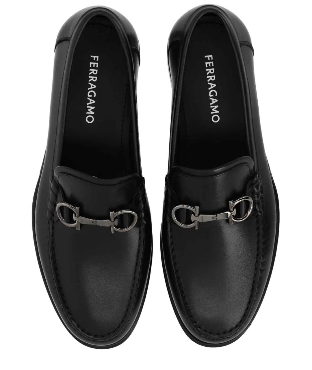 FERRAGAMO Черные кожаные мокасины, фото 5