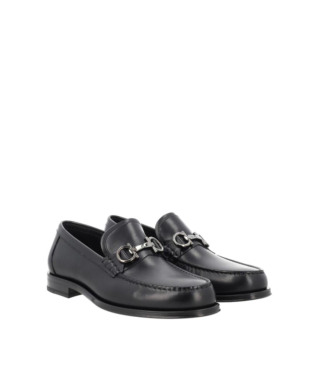 FERRAGAMO Черные кожаные мокасины, фото 2