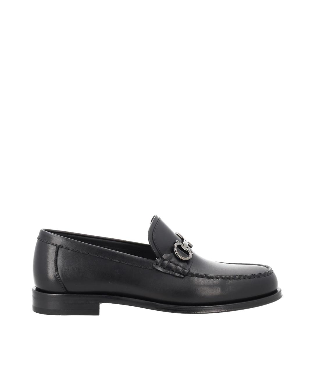 FERRAGAMO Черные кожаные мокасины, фото 1