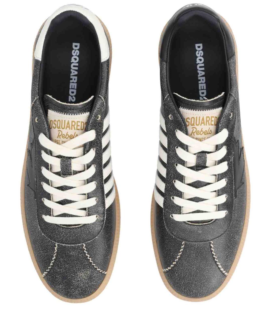 DSQUARED2 Черные кожаные низкие кроссовки / кеды, фото 5
