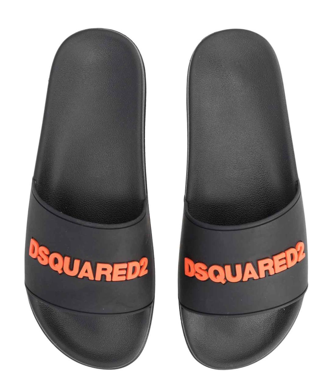 DSQUARED2 Черные резиновые шлепанцы, фото 5