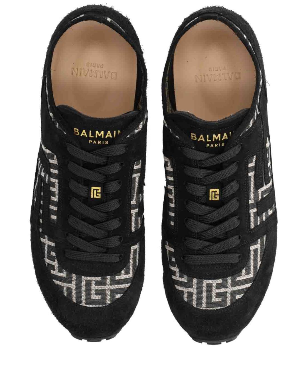 BALMAIN Черные замшевые низкие кроссовки / кеды, фото 6