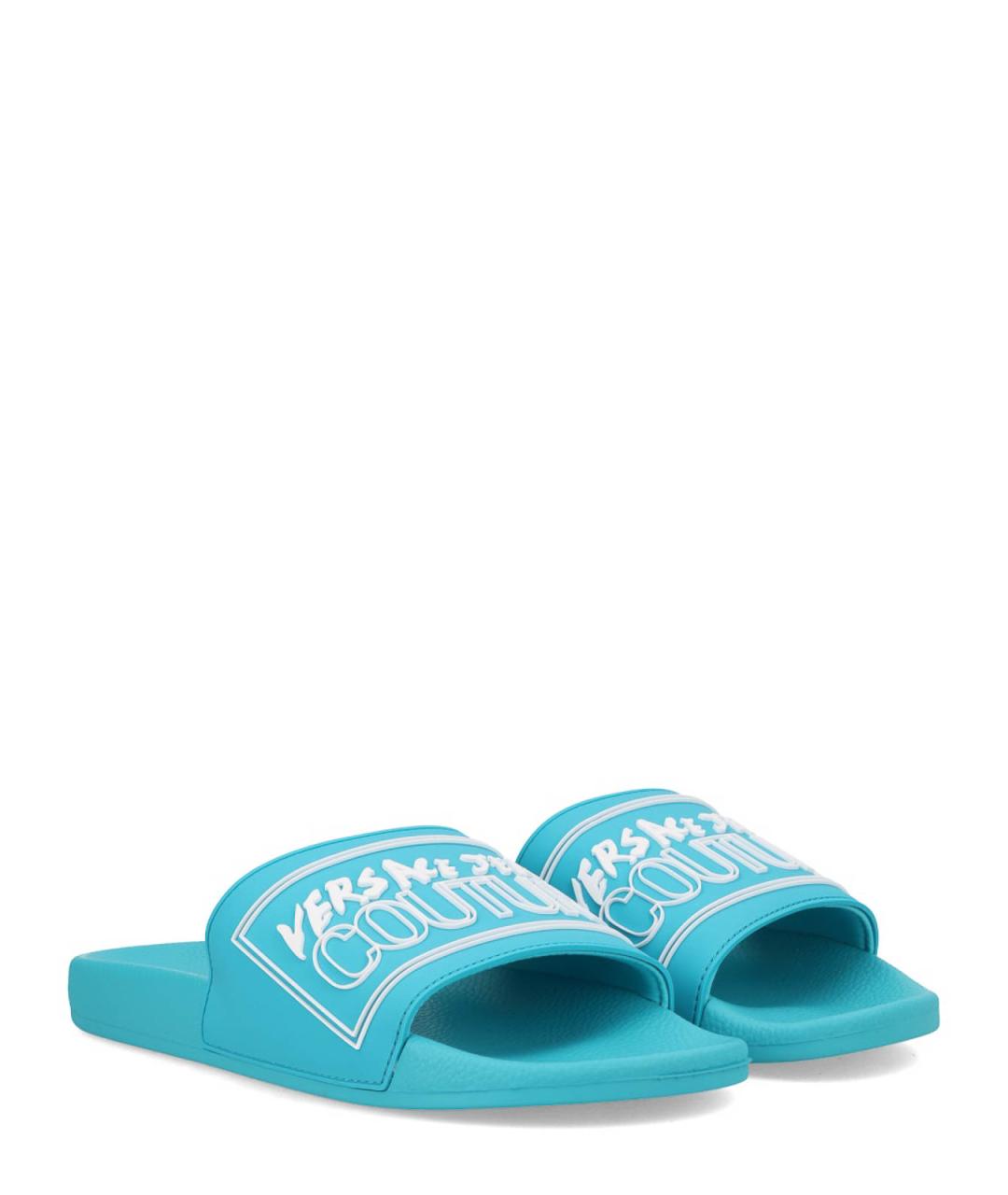 VERSACE JEANS COUTURE Голубые синтетические шлепанцы, фото 2