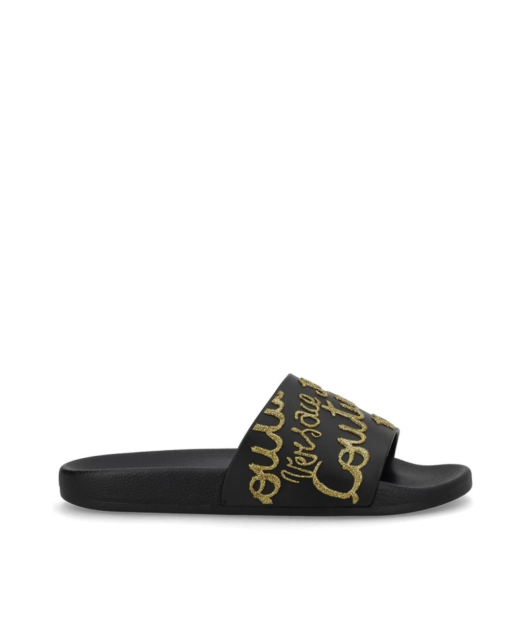 VERSACE JEANS COUTURE Черные резиновые шлепанцы, фото 1
