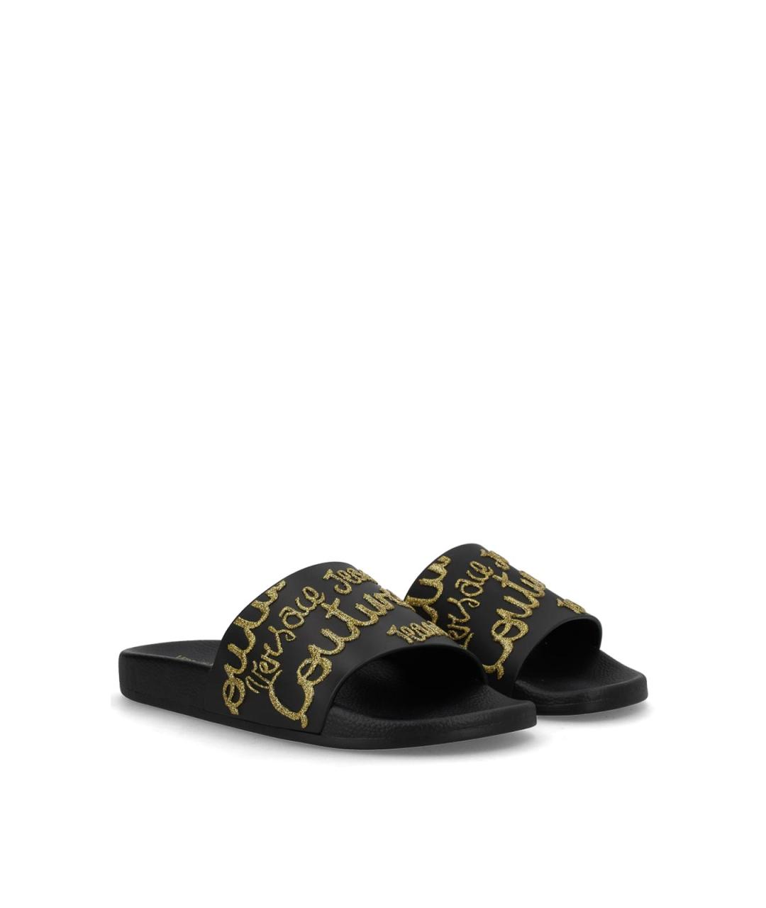 VERSACE JEANS COUTURE Черные резиновые шлепанцы, фото 2