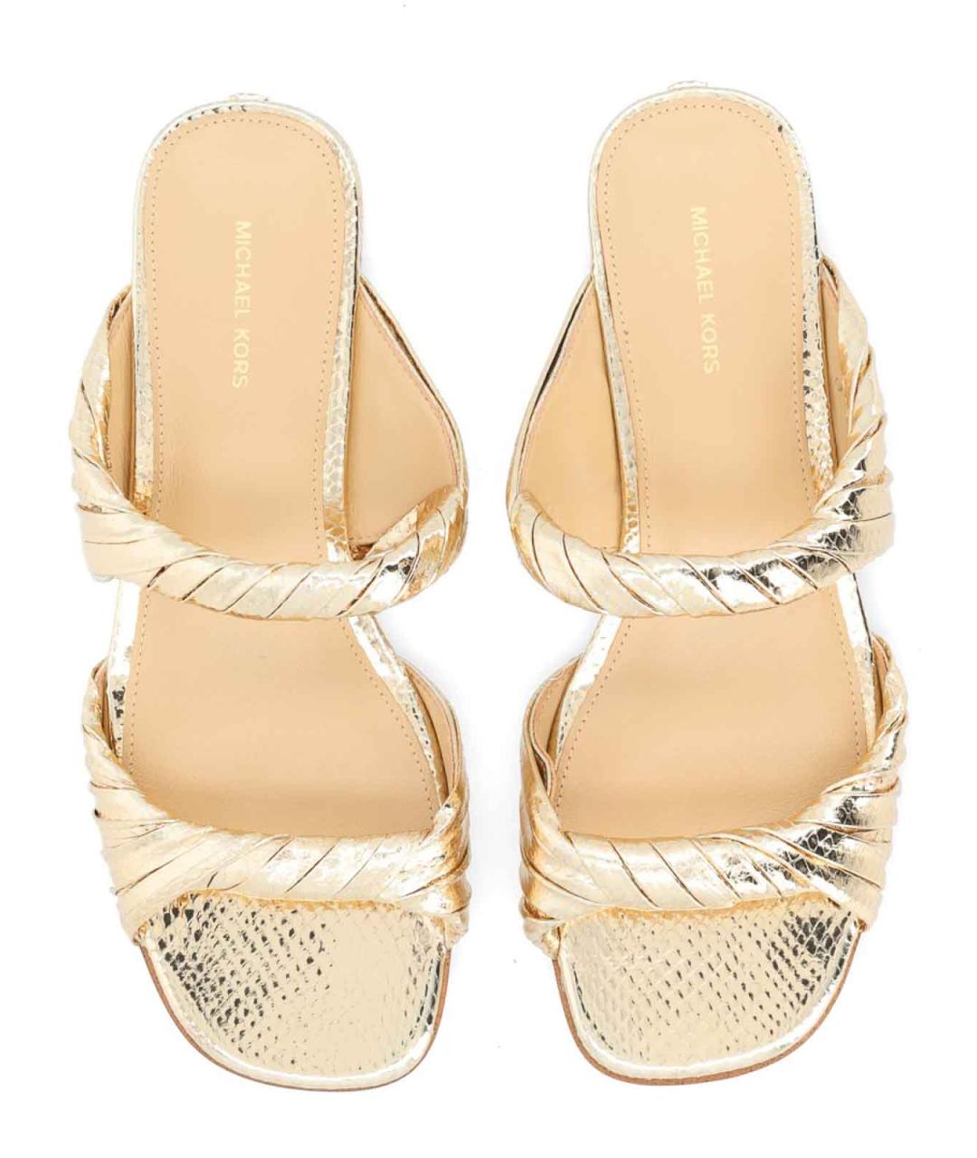 MICHAEL MICHAEL KORS Золотые кожаные мюли, фото 5
