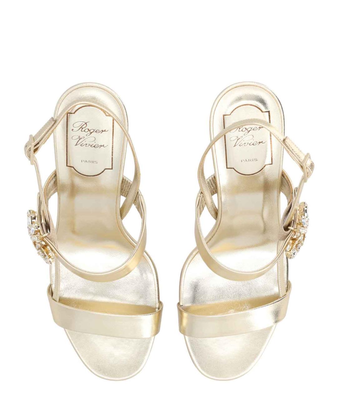 ROGER VIVIER Золотые кожаные мюли, фото 5