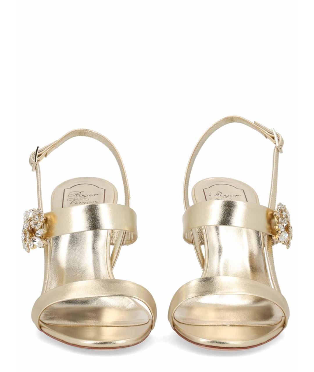 ROGER VIVIER Золотые кожаные мюли, фото 3