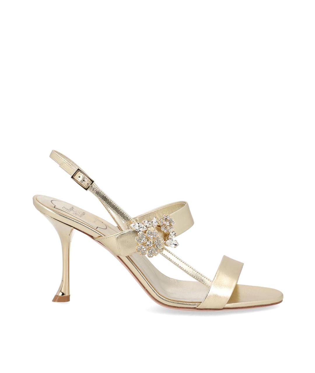 ROGER VIVIER Золотые кожаные мюли, фото 1