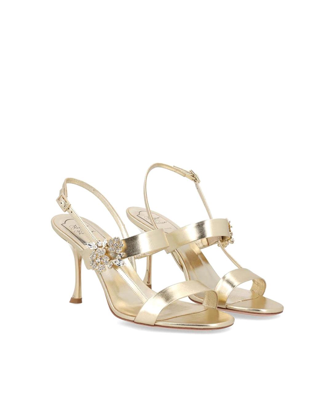 ROGER VIVIER Золотые кожаные мюли, фото 2