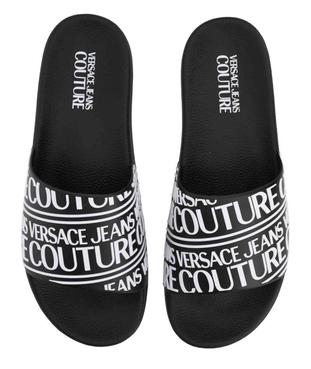 VERSACE JEANS COUTURE Черные резиновые шлепанцы, фото 5