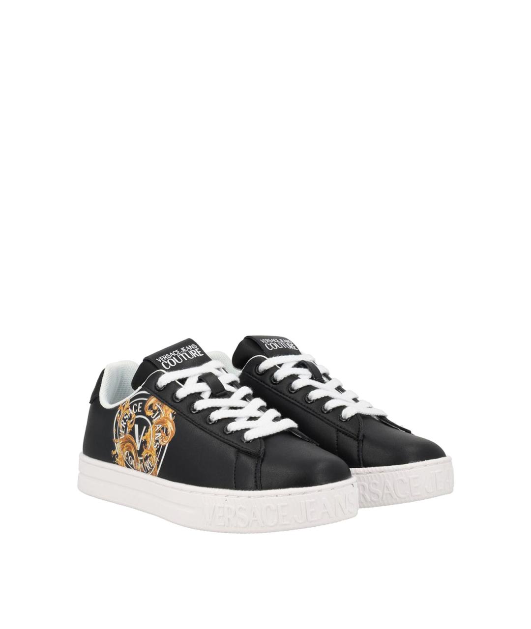 VERSACE JEANS COUTURE Черные кожаные кроссовки, фото 2
