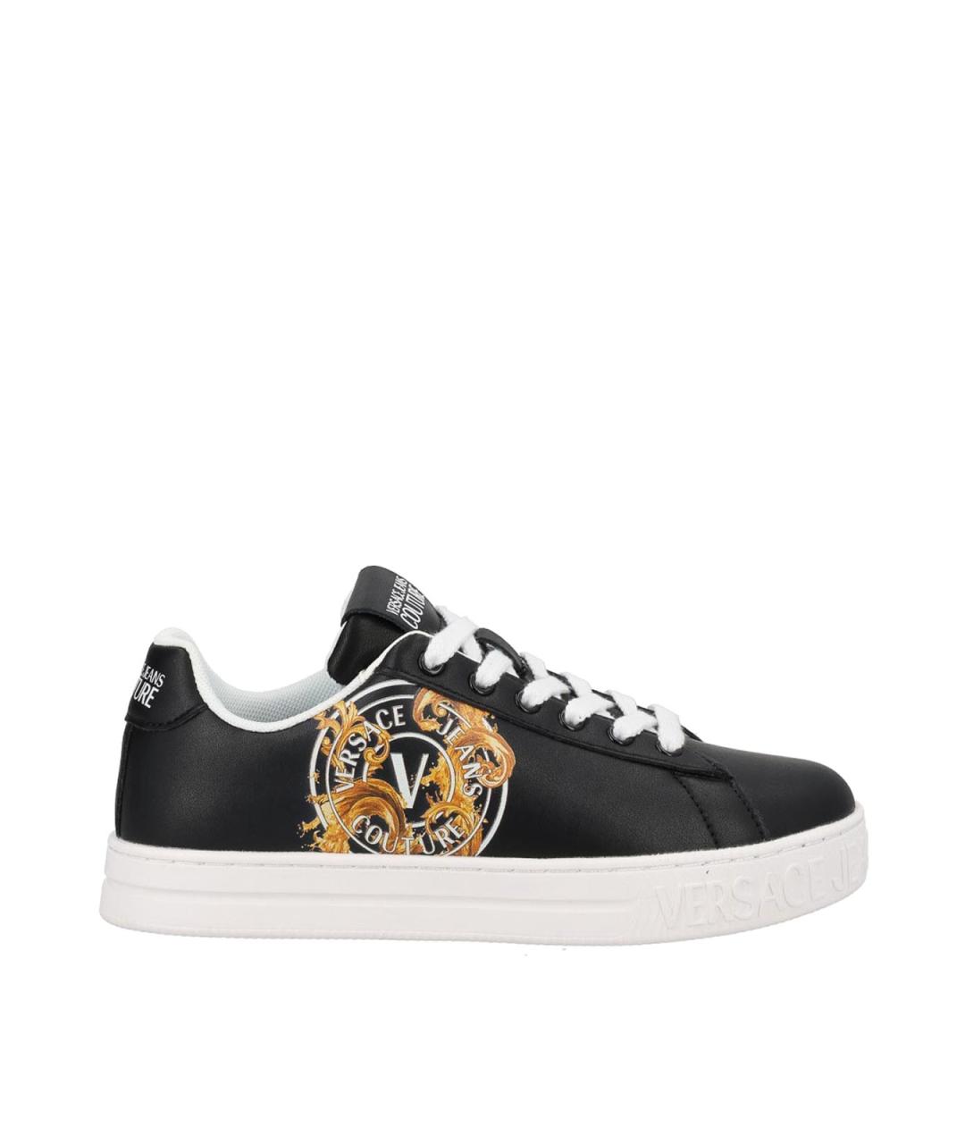 VERSACE JEANS COUTURE Черные кожаные кроссовки, фото 1