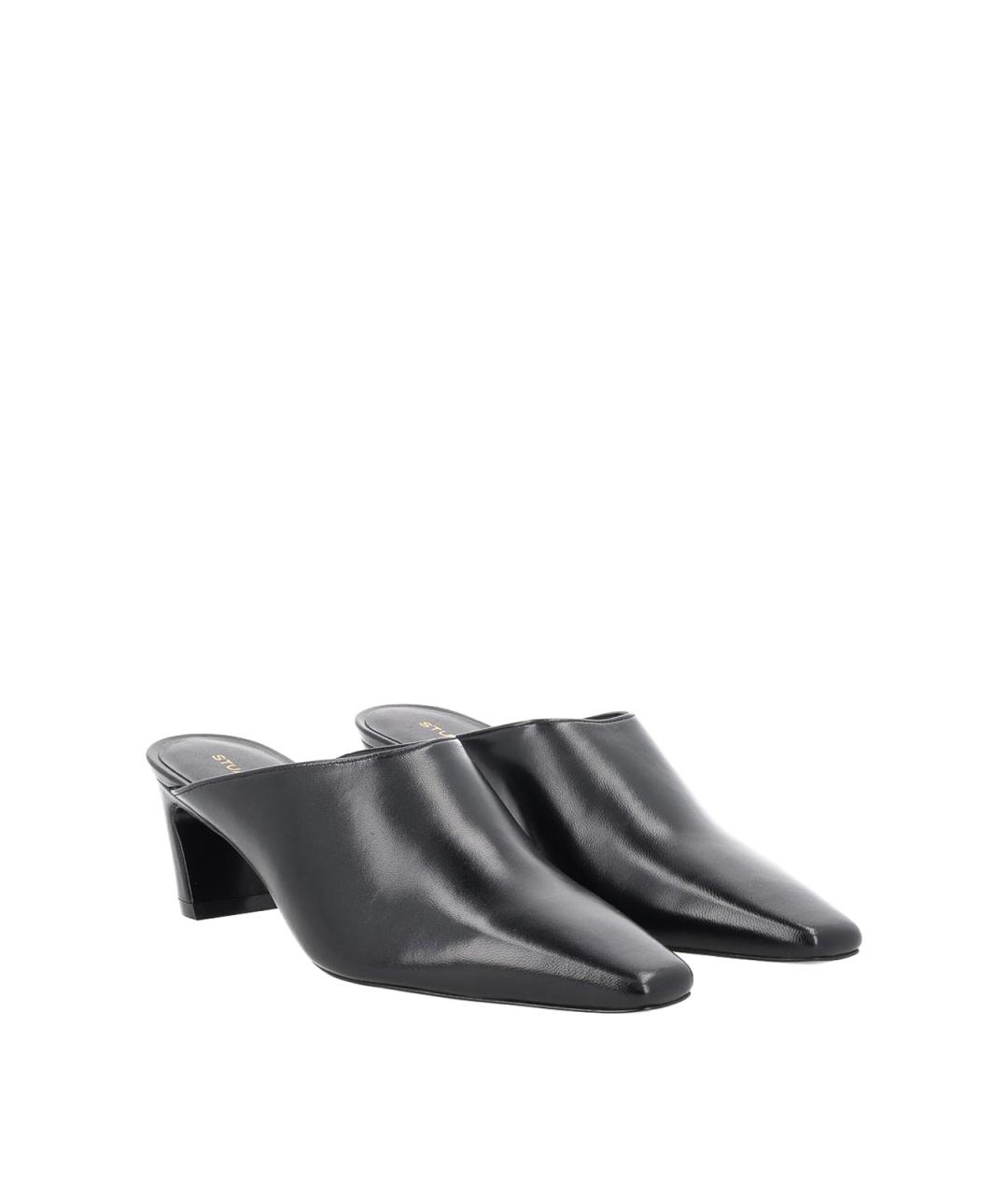 STUART WEITZMAN Черные кожаные мюли, фото 2