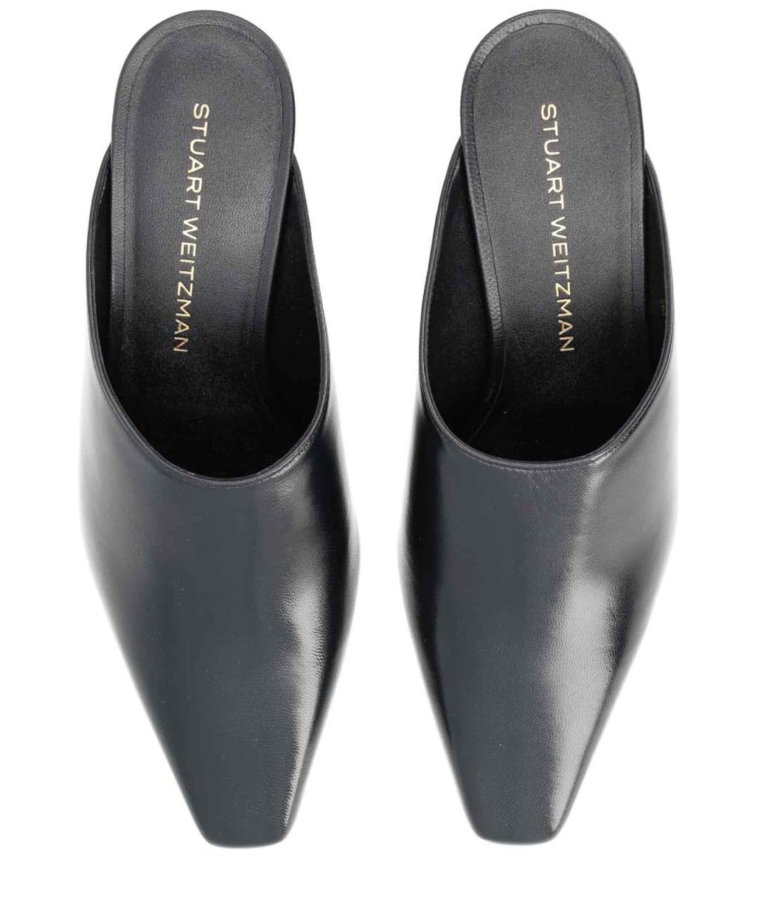 STUART WEITZMAN Черные кожаные мюли, фото 5