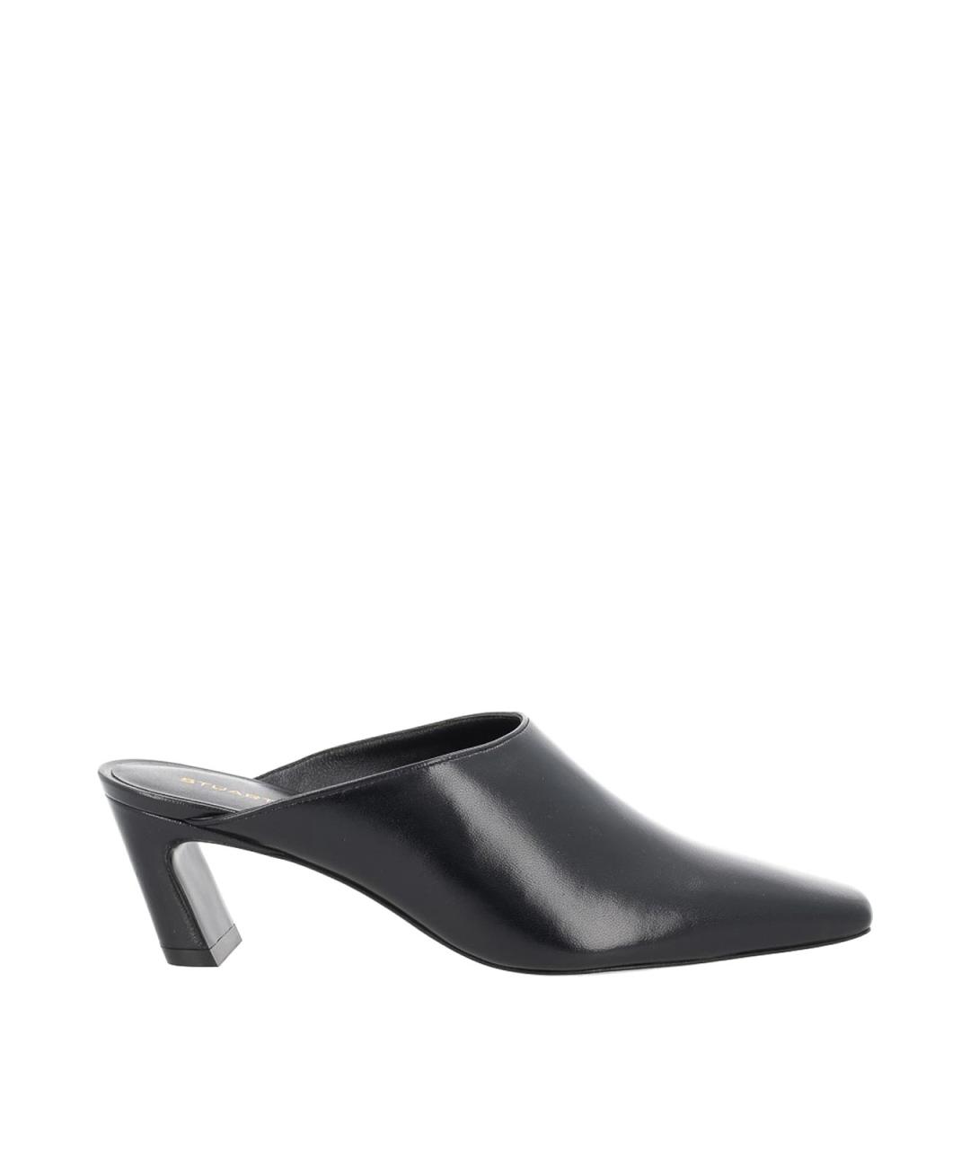 STUART WEITZMAN Черные кожаные мюли, фото 1