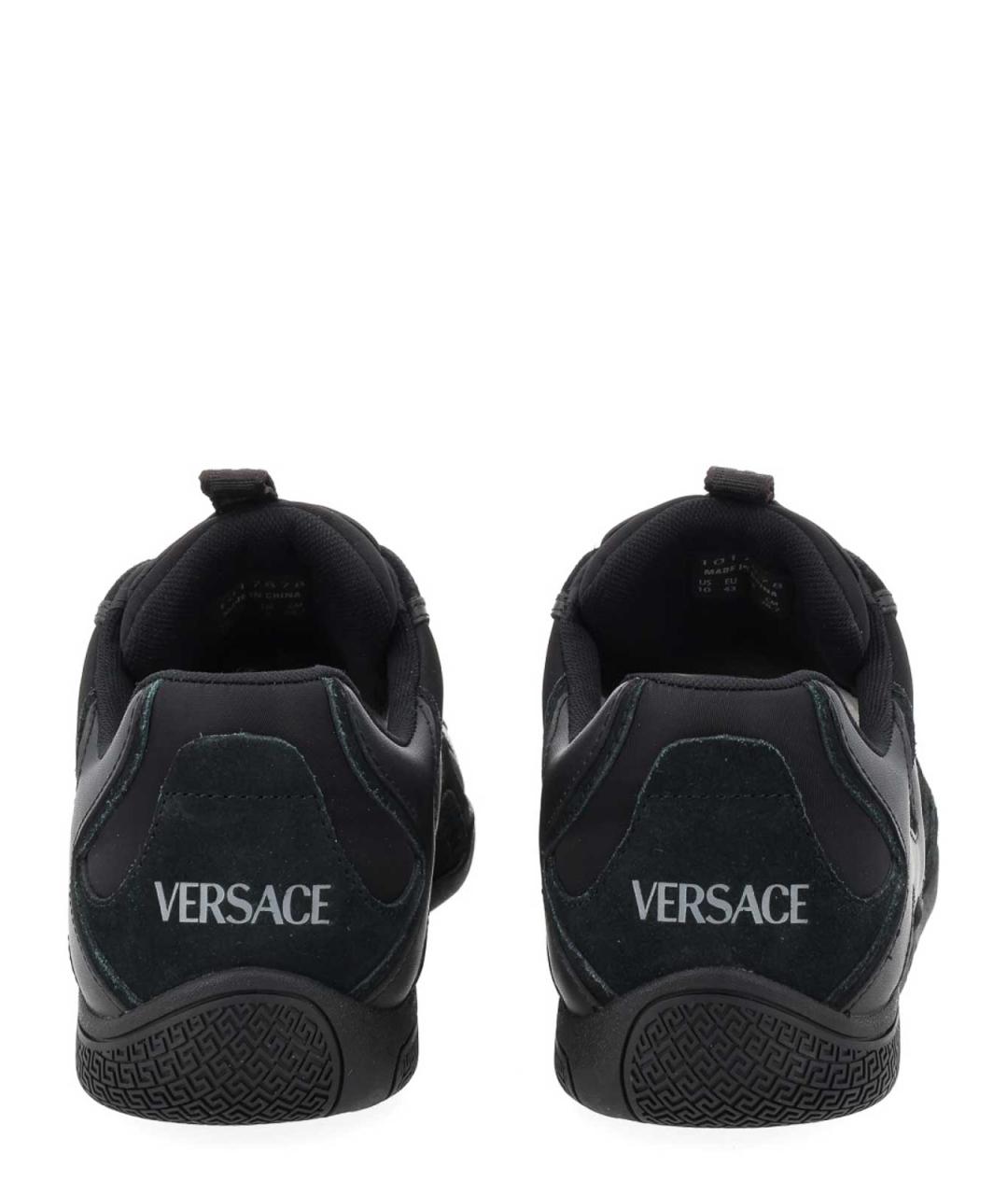 VERSACE Черные кожаные низкие кроссовки / кеды, фото 4