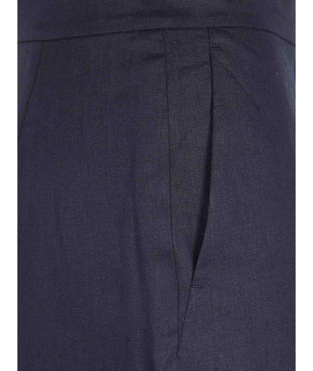 MAX MARA Черные льняные брюки широкие, фото 3