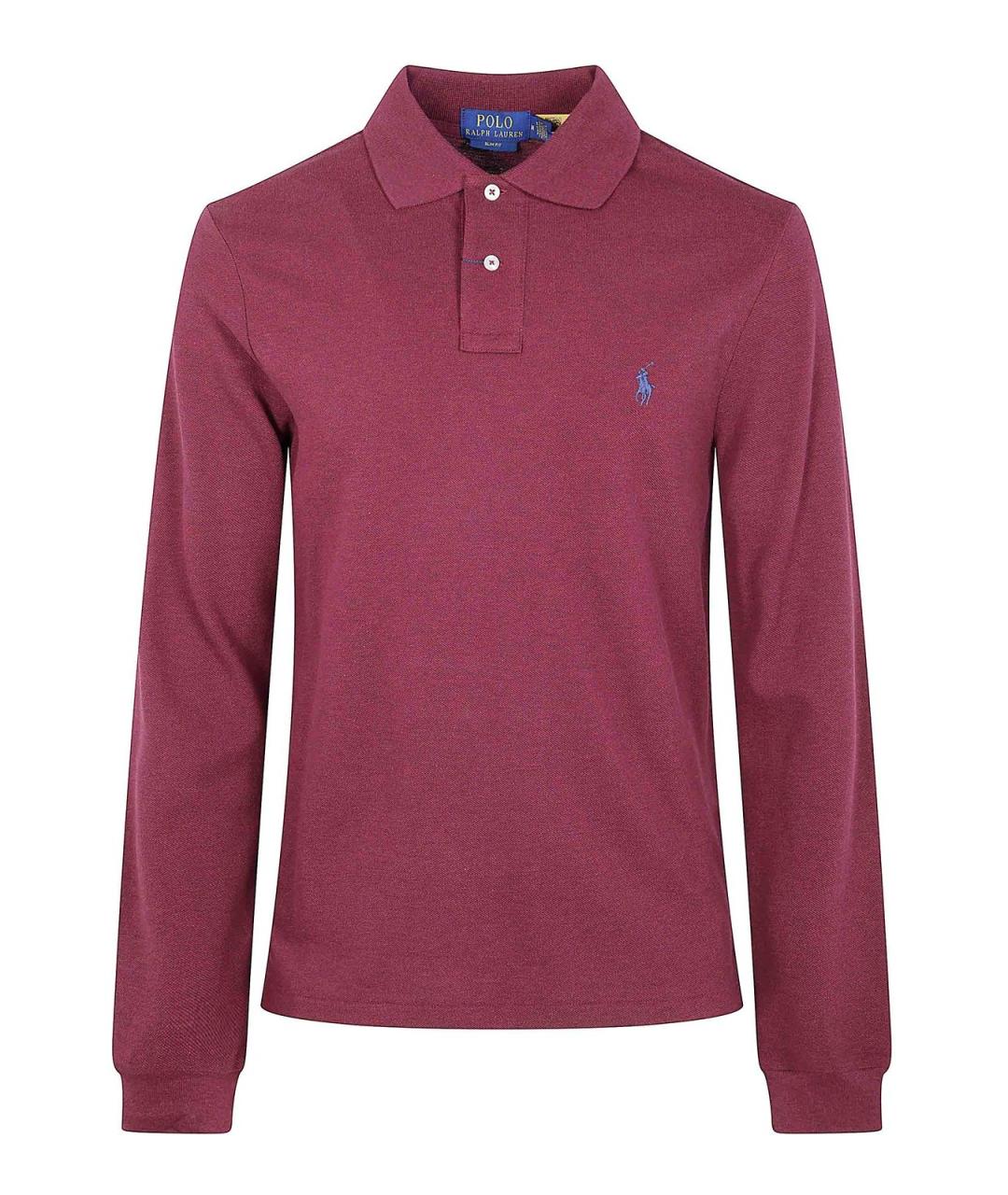 POLO RALPH LAUREN Бордовое хлопковое поло с длинным рукавом, фото 1