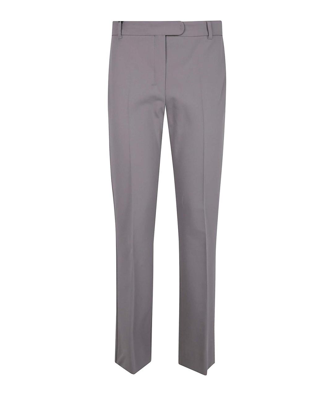 MAX MARA Серые хлопковые прямые брюки, фото 1