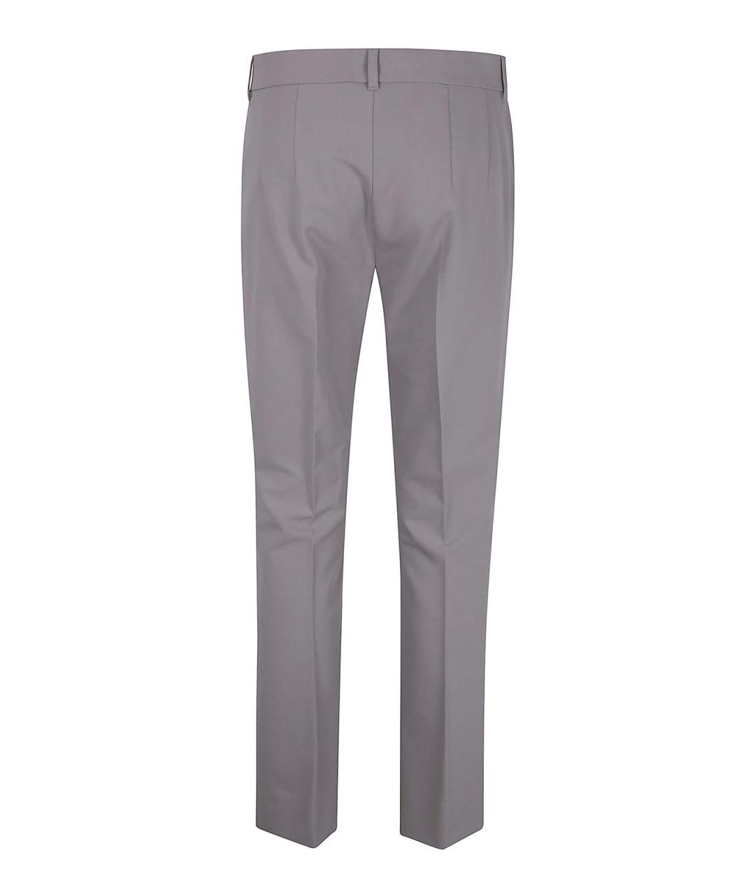 MAX MARA Серые хлопковые прямые брюки, фото 2