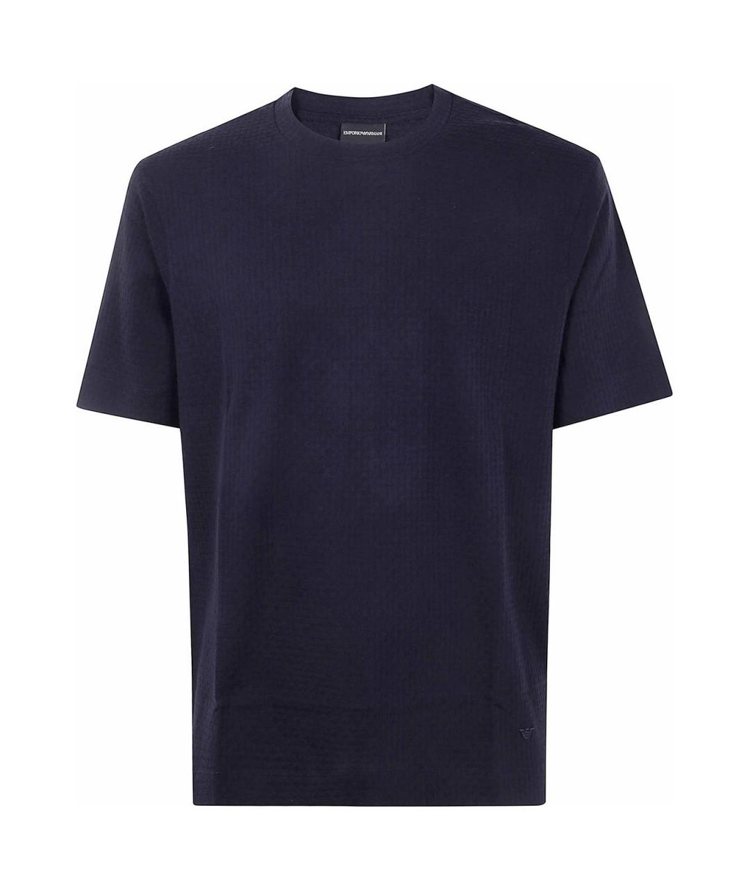 EMPORIO ARMANI Синяя хлопковая футболка, фото 1